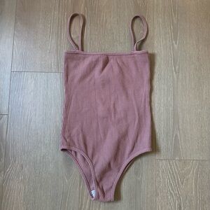 Ribbed Mauve Bodysuit